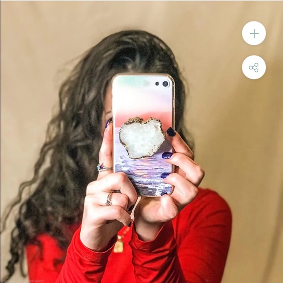 New Gold Edged White Druzy Agate Phonegrip - Picture 5 of 5